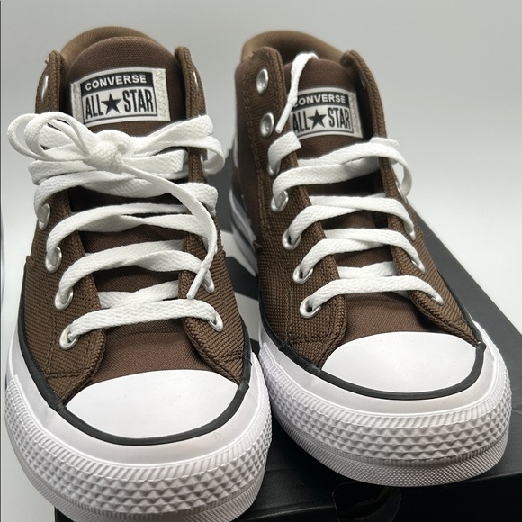 Converse Chocolate High-Tops with White Trim - Picture 3 of 8
